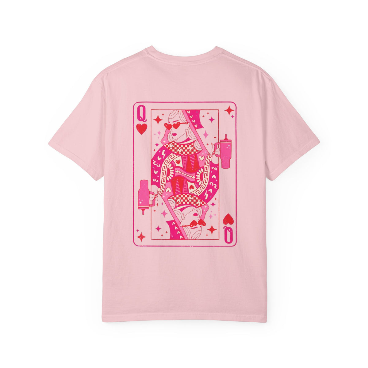Queen of Hearts Graphic T-Shirt — Playful Card Tee (Pink Card Design) - Fitkitty Culture Athleisure Wear, Yoga Wear & Women's Clothing