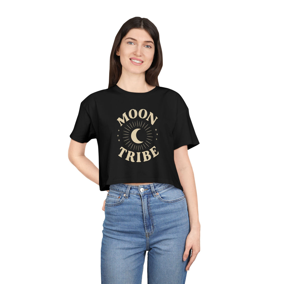 Moon Tribe Crop Tee — Celestial Women's Graphic Shirt — alternate product view 8