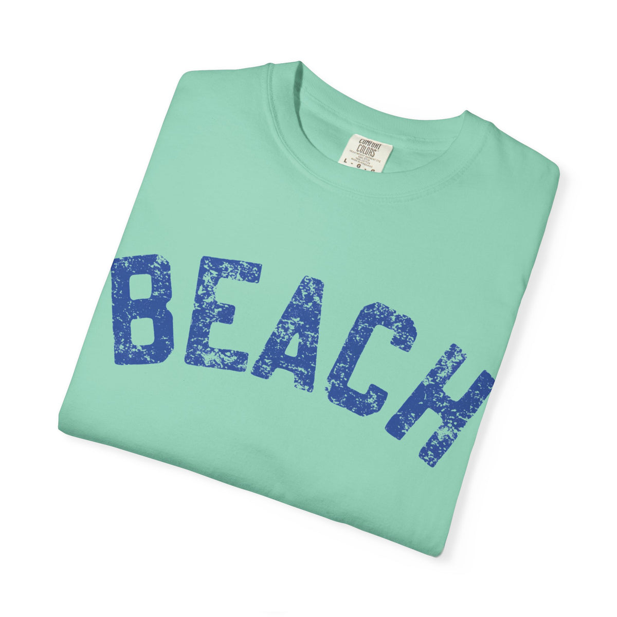 Beach Graphic T-Shirt – Vintage Blue "BEACH" Print, view 19 | Fitkitty Culture®