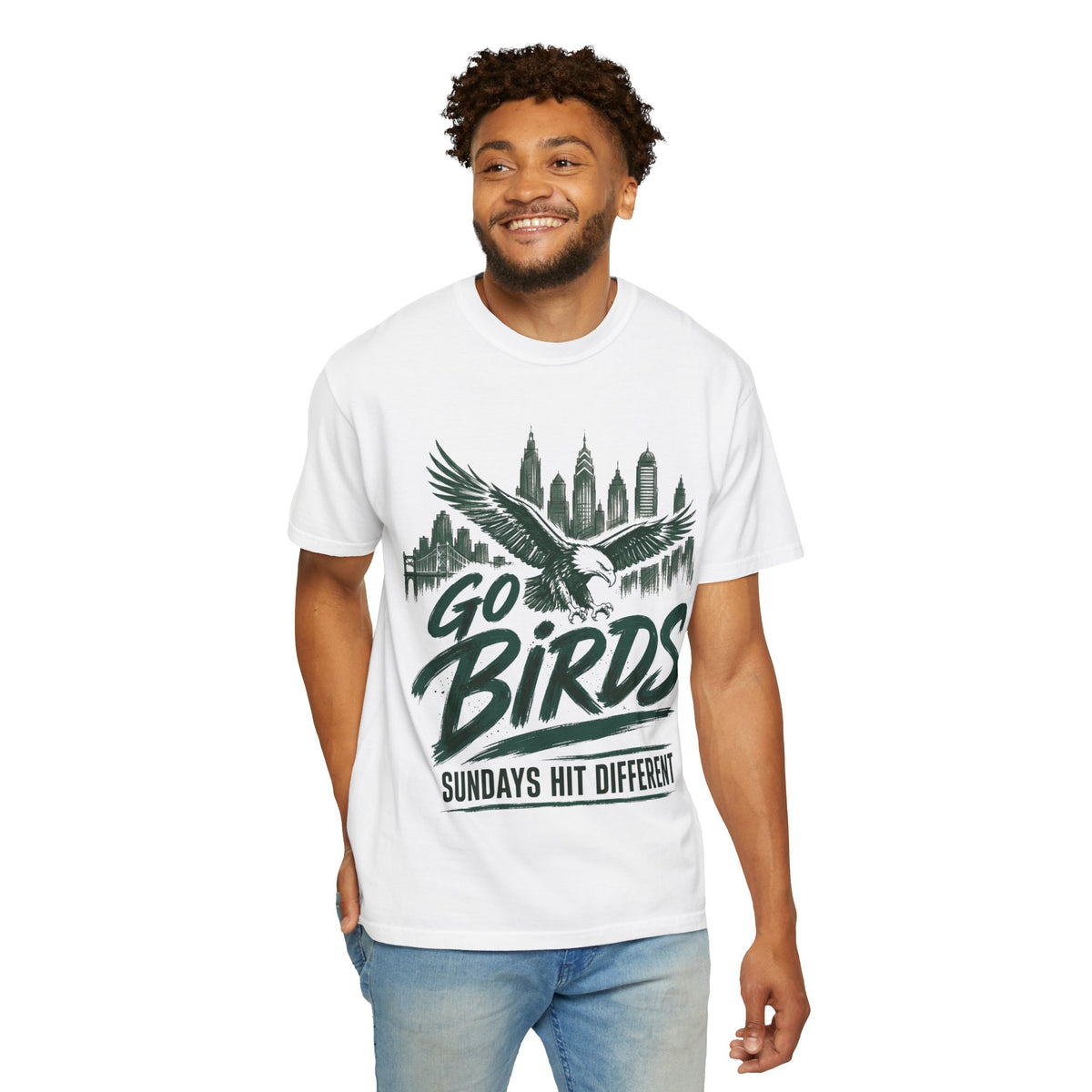 GO BIRDS Sundays Hit Different heavyweight tee alternate view