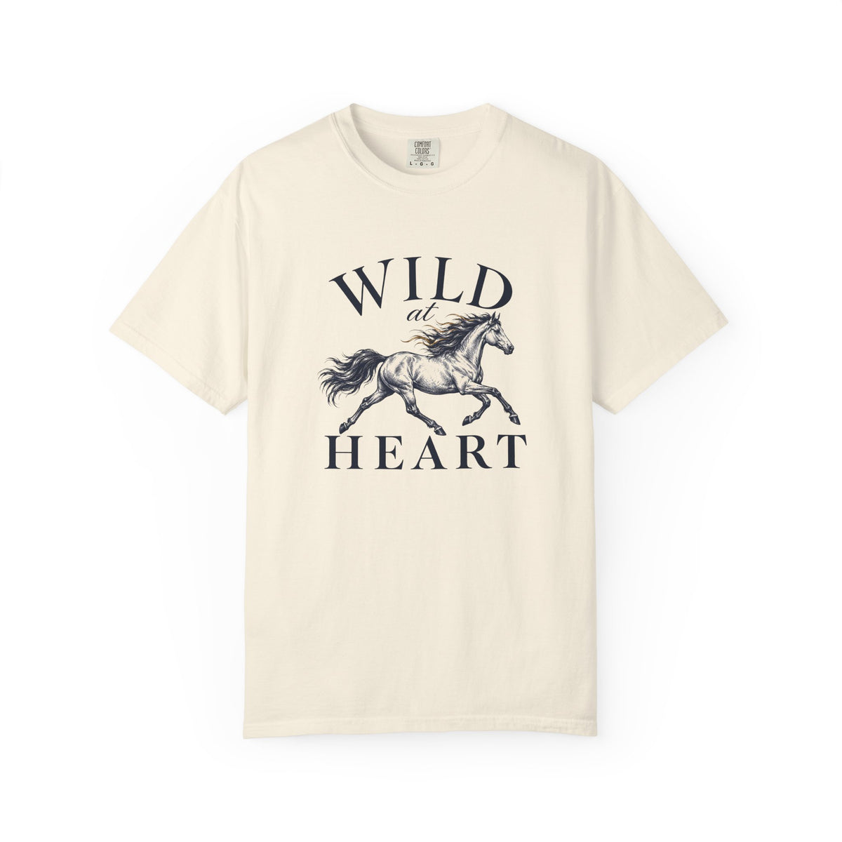 Wild at Heart horse graphic tee in Ivory, front view