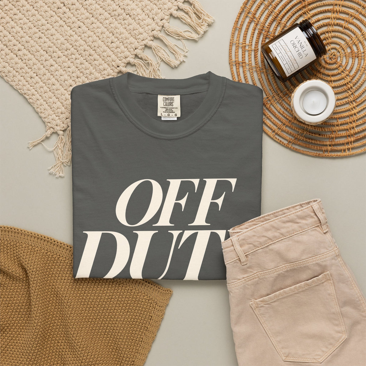 Off Duty Tee | Bold Italic Garment-Dyed T-Shirt