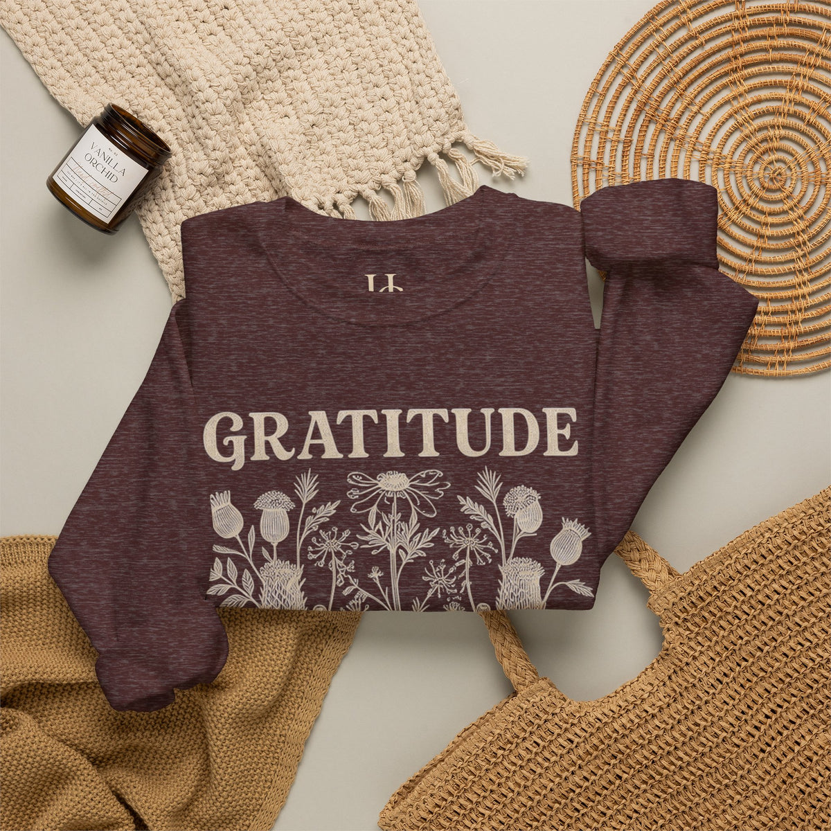 Gratitude Changes Everything Sweatshirt — Floral Inspirational Crewneck