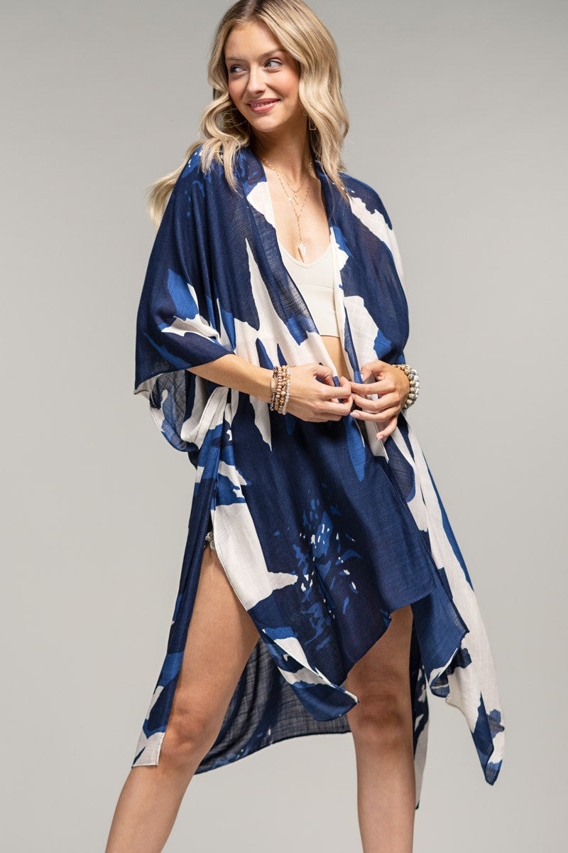 Ocean Bloom Kimono Wrap Navy — alternate product view 3