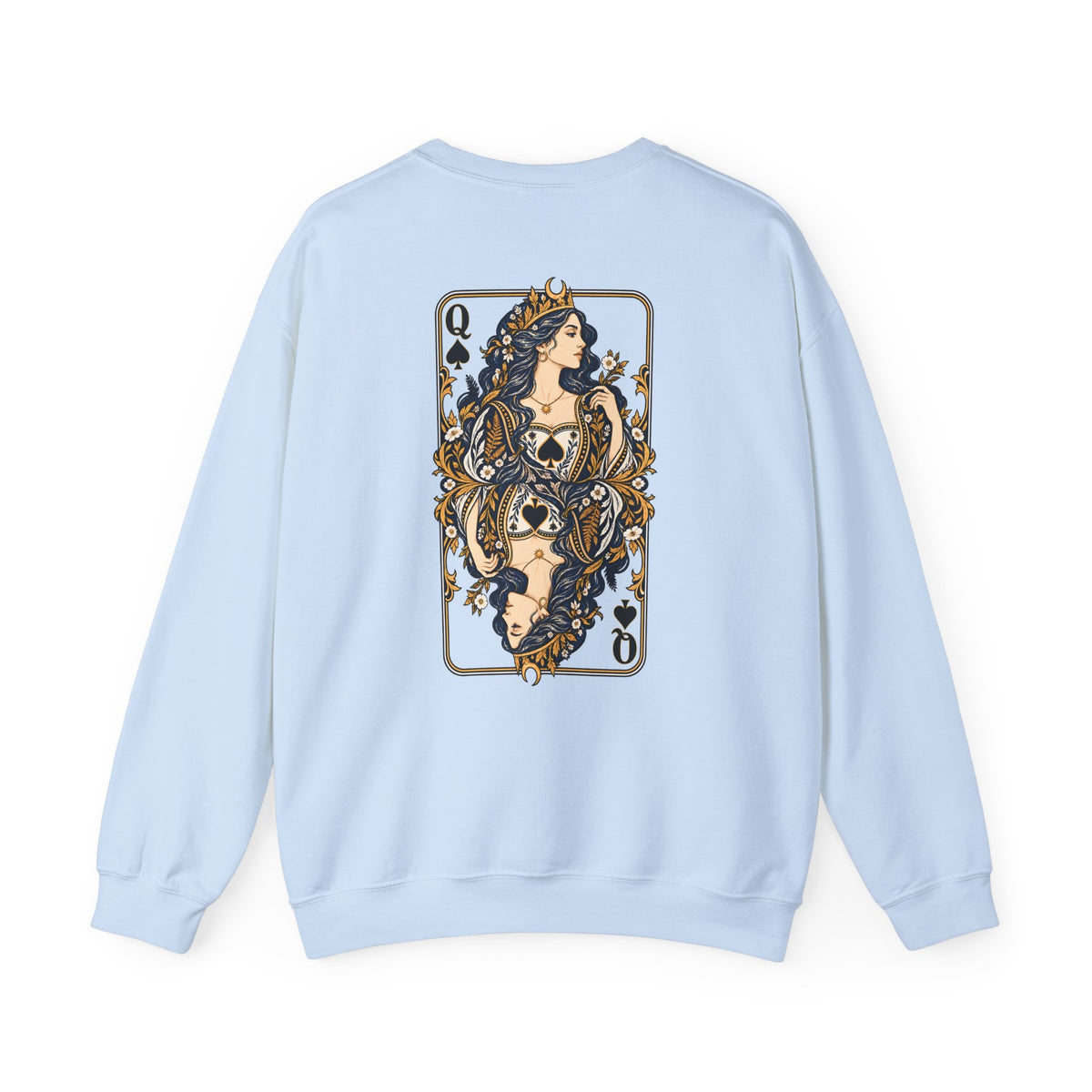 Queen of Spades Sweatshirt | Celestial Playing Card Back Print Crewneck