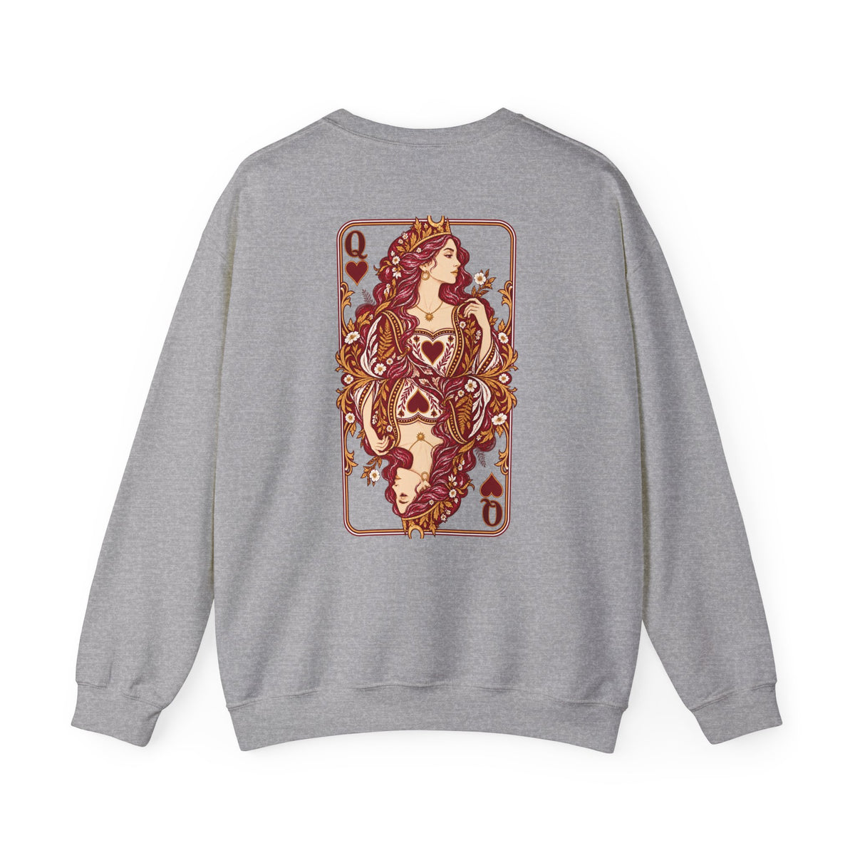 Queen of Hearts Sweatshirt | Celestial Playing Card Back Print Crewneck