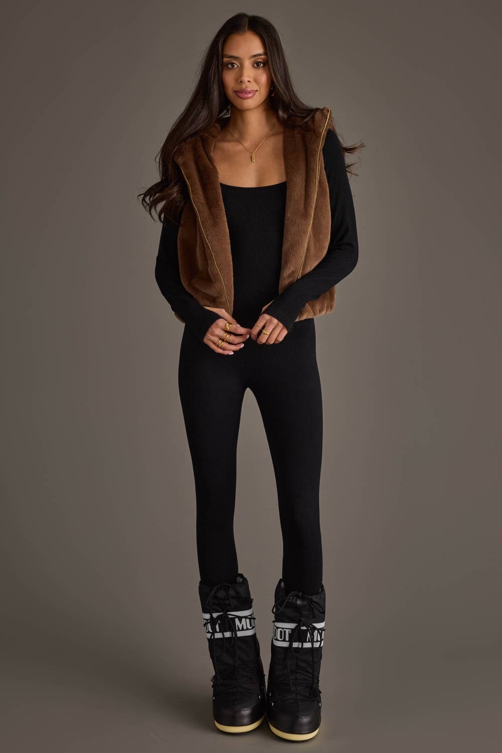 Brown Faux Fur Vest - Fitkitty Culture Athleisure Wear, Yoga Wear & Women's Clothing