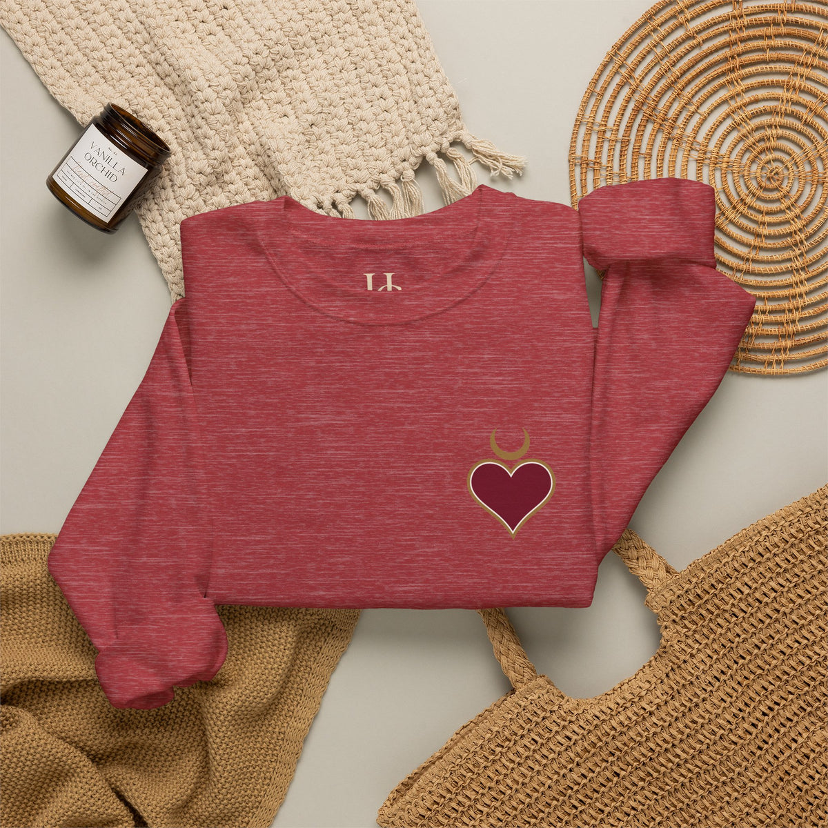 Queen of Hearts Sweatshirt | Celestial Playing Card Back Print Crewneck