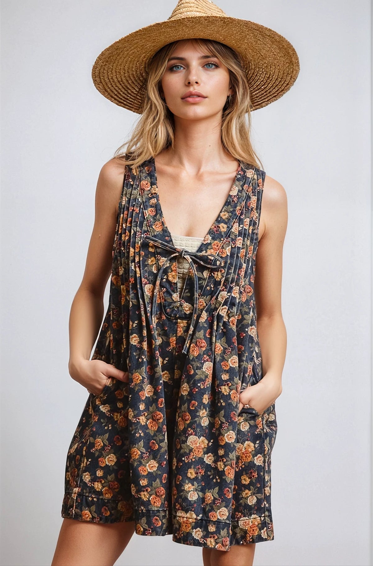 Vintage Bloom Denim Romper - House of Caelo Athleisure Wear, Yoga Wear & Women's Clothing