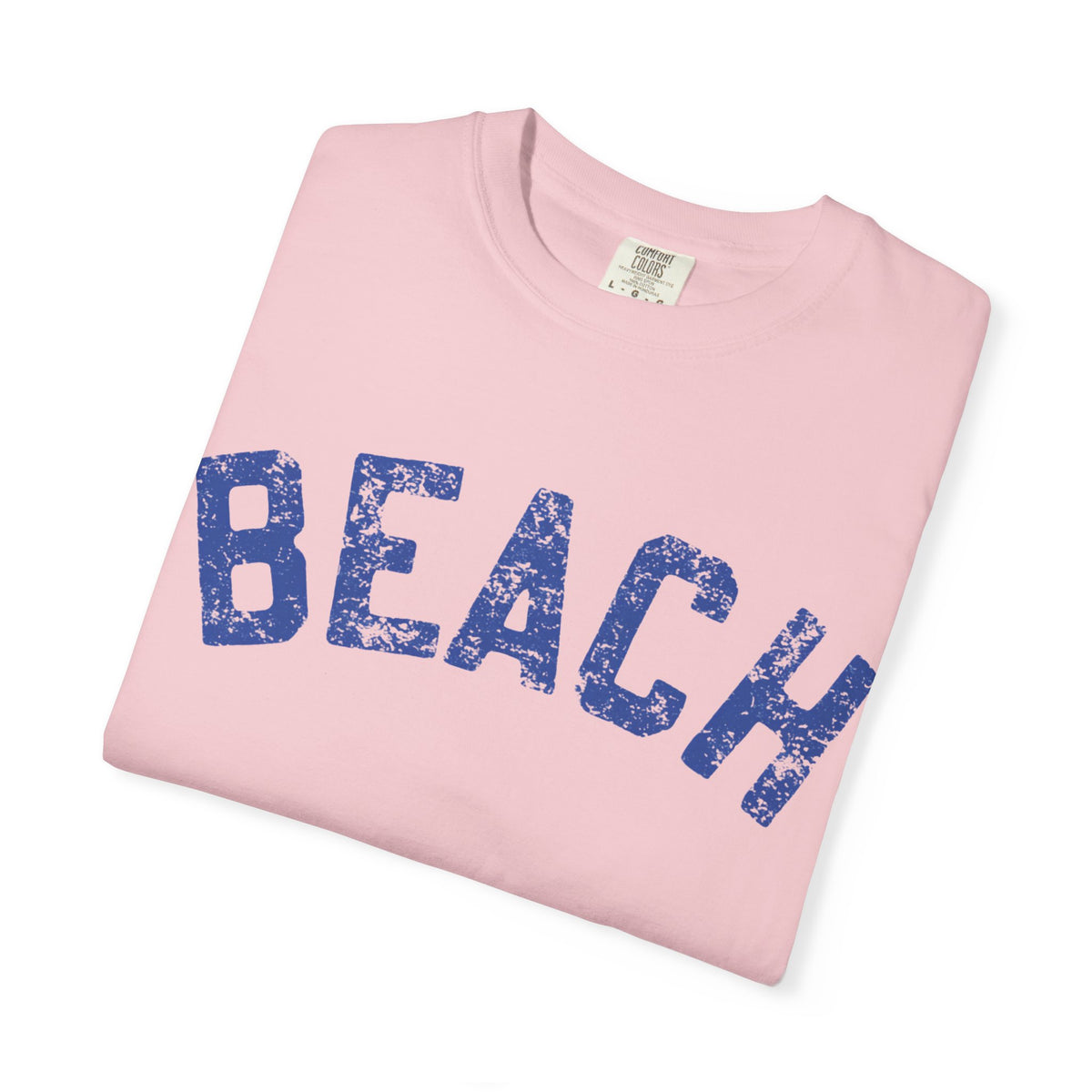 Beach Graphic T-Shirt – Vintage Blue "BEACH" Print, view 23 | Fitkitty Culture®
