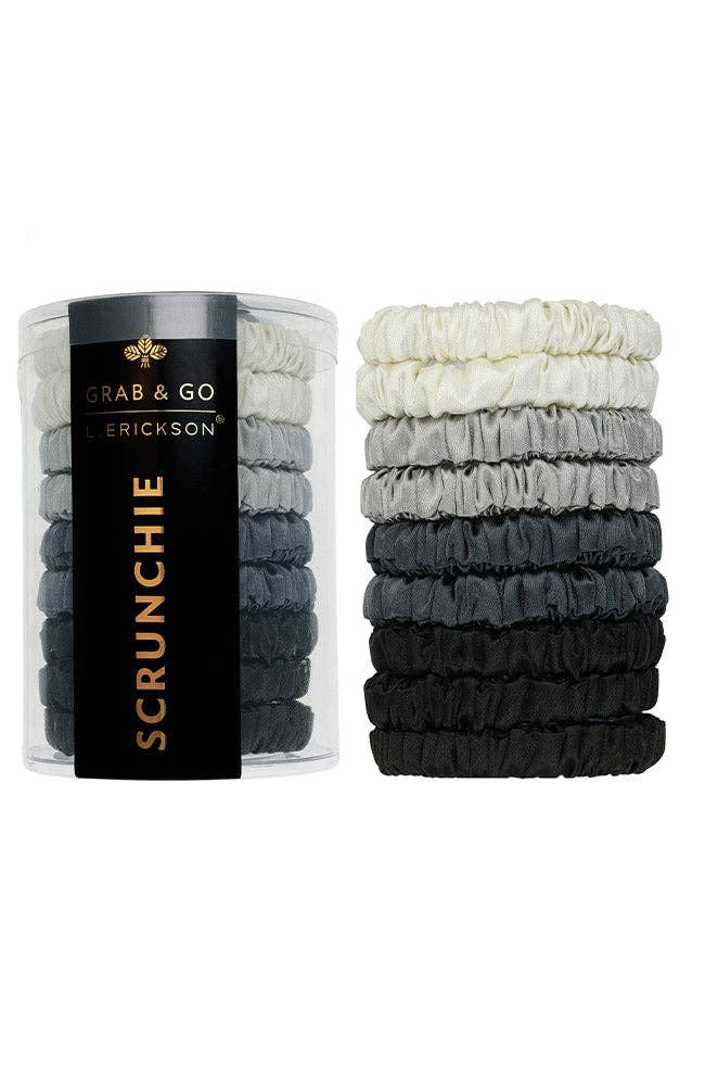 Grab & Go mini satin scrunchie tube in Shadow
