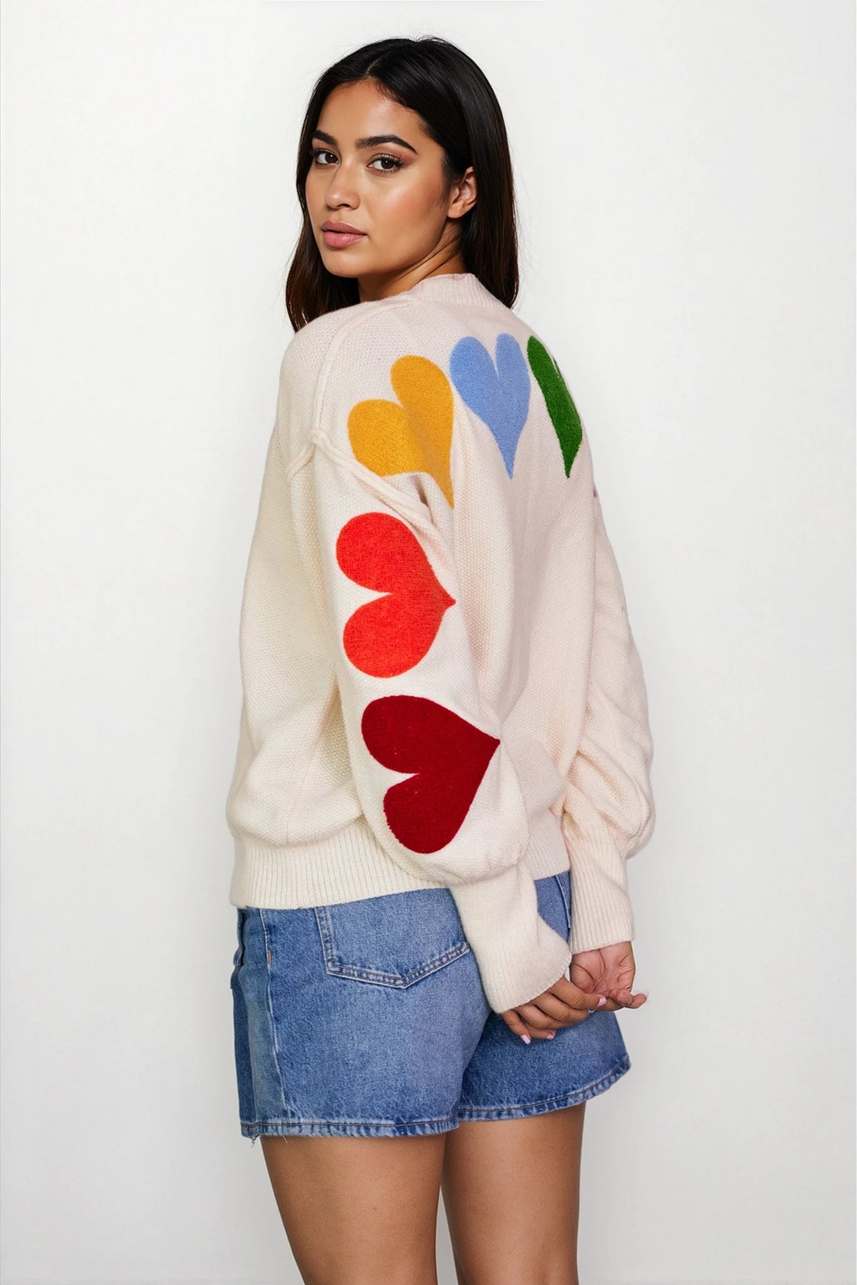 Rainbow Heart Shaped Patch Sweater - House of Caelo Athleisure Wear, Yoga Wear & Women's Clothing