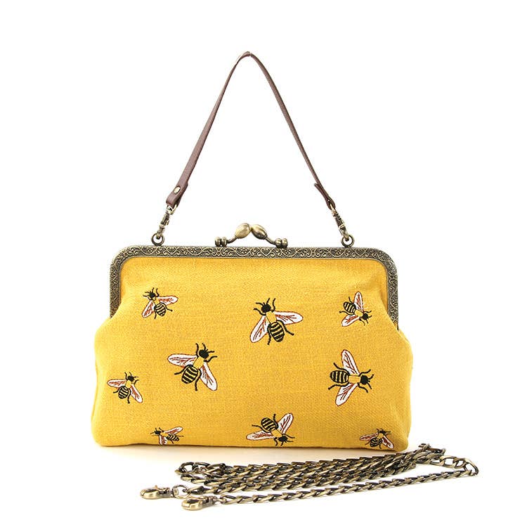 Bee Charm Kisslock Bag – Vintage-Inspired Handbag with Detachable Straps - House of Caelo Athleisure Wear, Yoga Wear & Women's Clothing