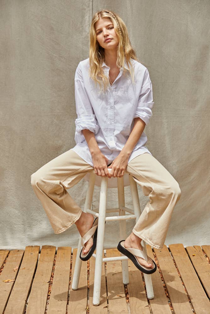 Cotton Button Down Shirt with Pockets, view 3 | Fitkitty Culture®