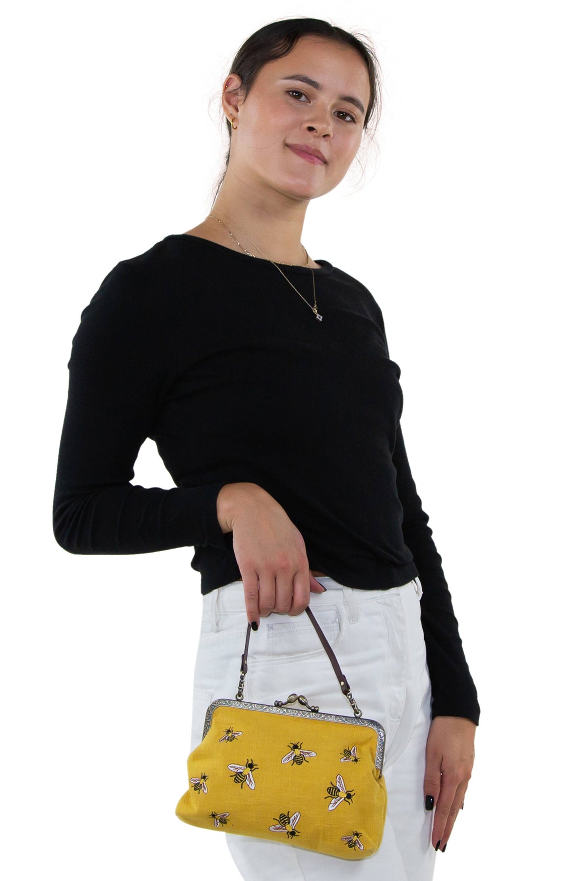 Bee Charm Kisslock Bag – Vintage-Inspired Handbag with Detachable Straps - House of Caelo Athleisure Wear, Yoga Wear & Women's Clothing