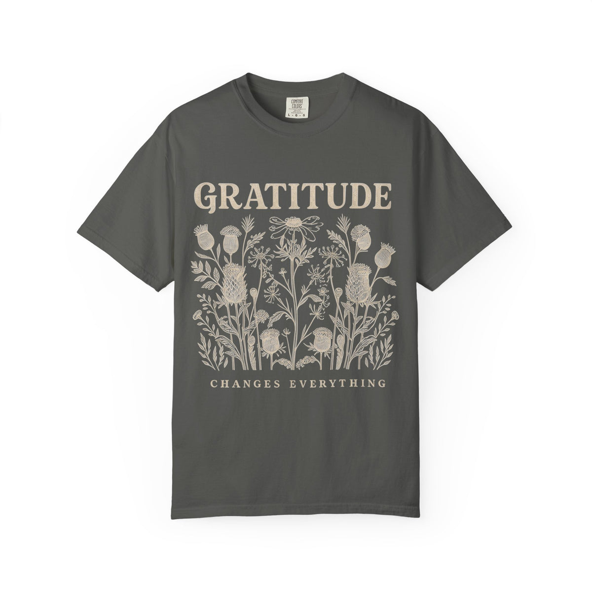 Gratitude Changes Everything Garment-Dyed Floral Tee