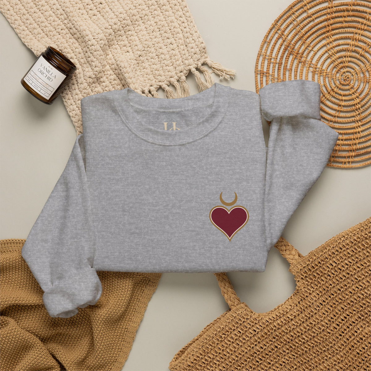 Queen of Hearts Sweatshirt | Celestial Playing Card Back Print Crewneck