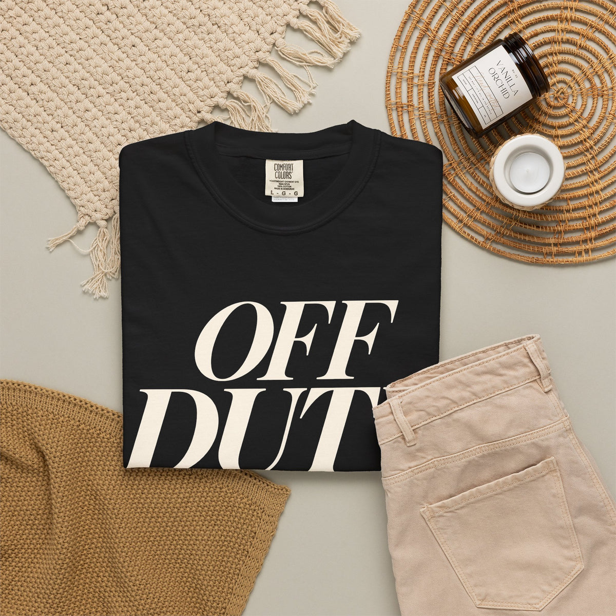 Off Duty Tee | Bold Italic Garment-Dyed T-Shirt