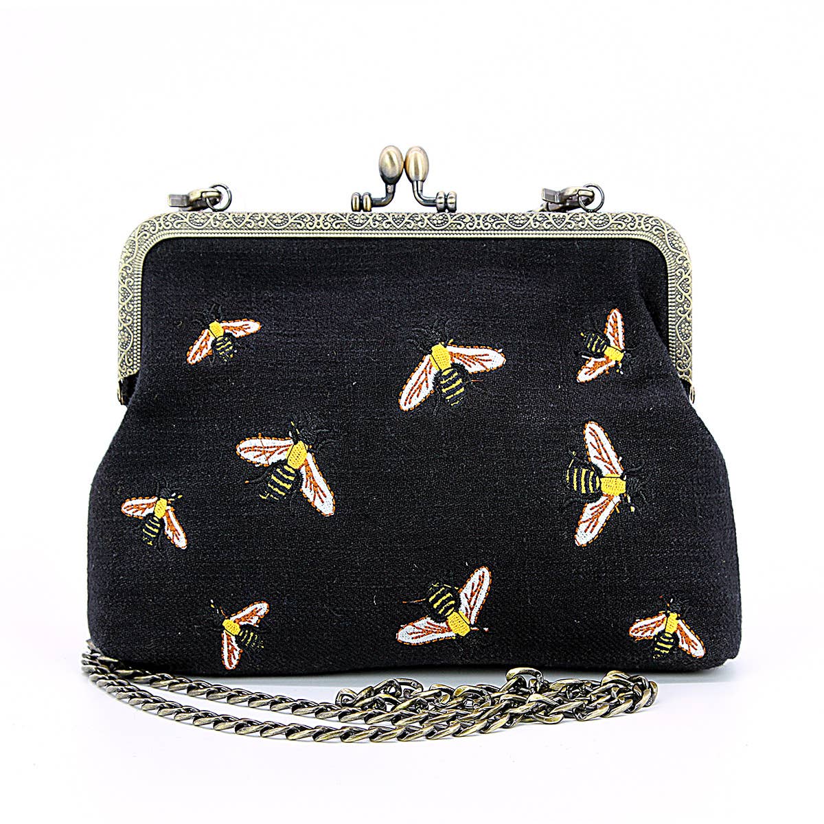 Bee Charm Kisslock Bag – Vintage-Inspired Handbag with Detachable Straps - House of Caelo Athleisure Wear, Yoga Wear & Women's Clothing