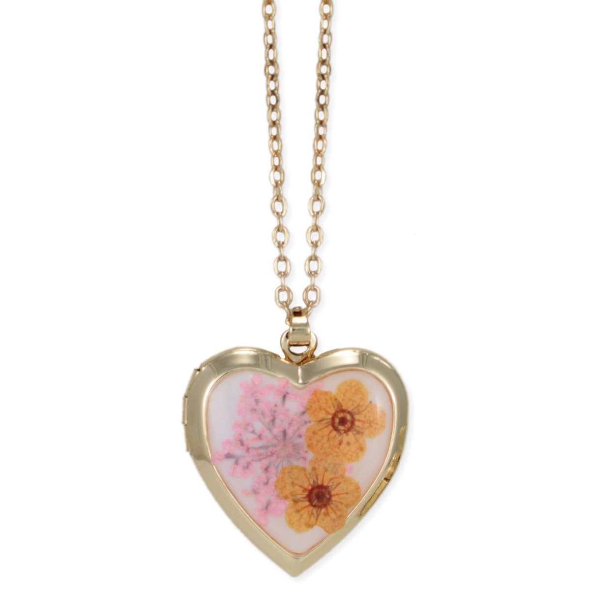 Floral Memories Orange Dried Flower Locket Necklace - House of Caelo Athleisure Wear, Yoga Wear & Women's Clothing