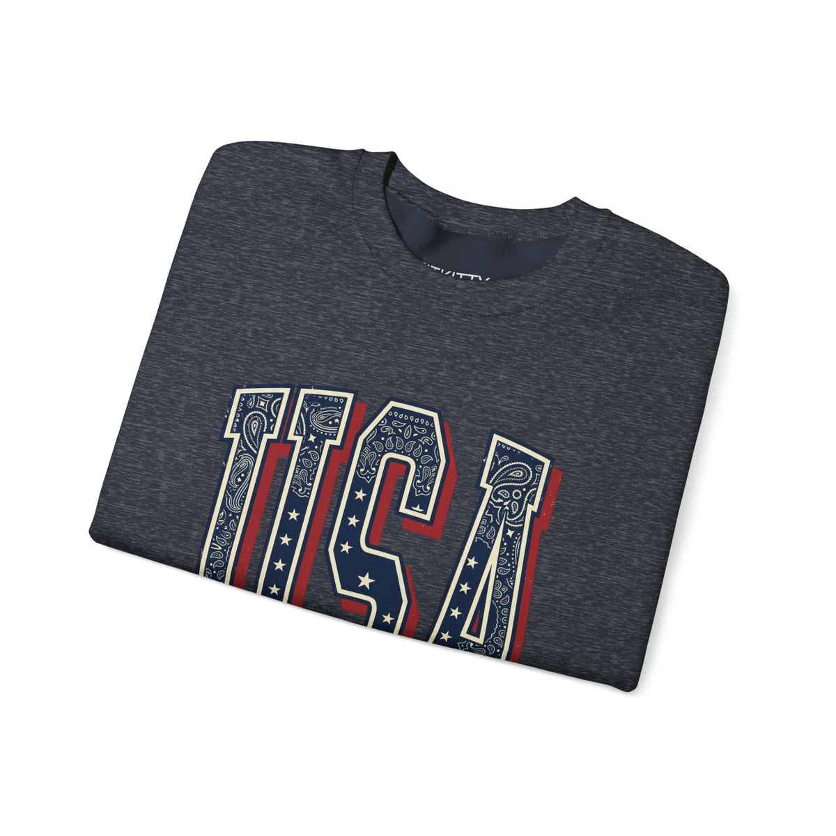 USA Varsity Embroidered Crewneck Sweatshirt | Vintage Patriotic Pullover, view 13 | Fitkitty Culture®