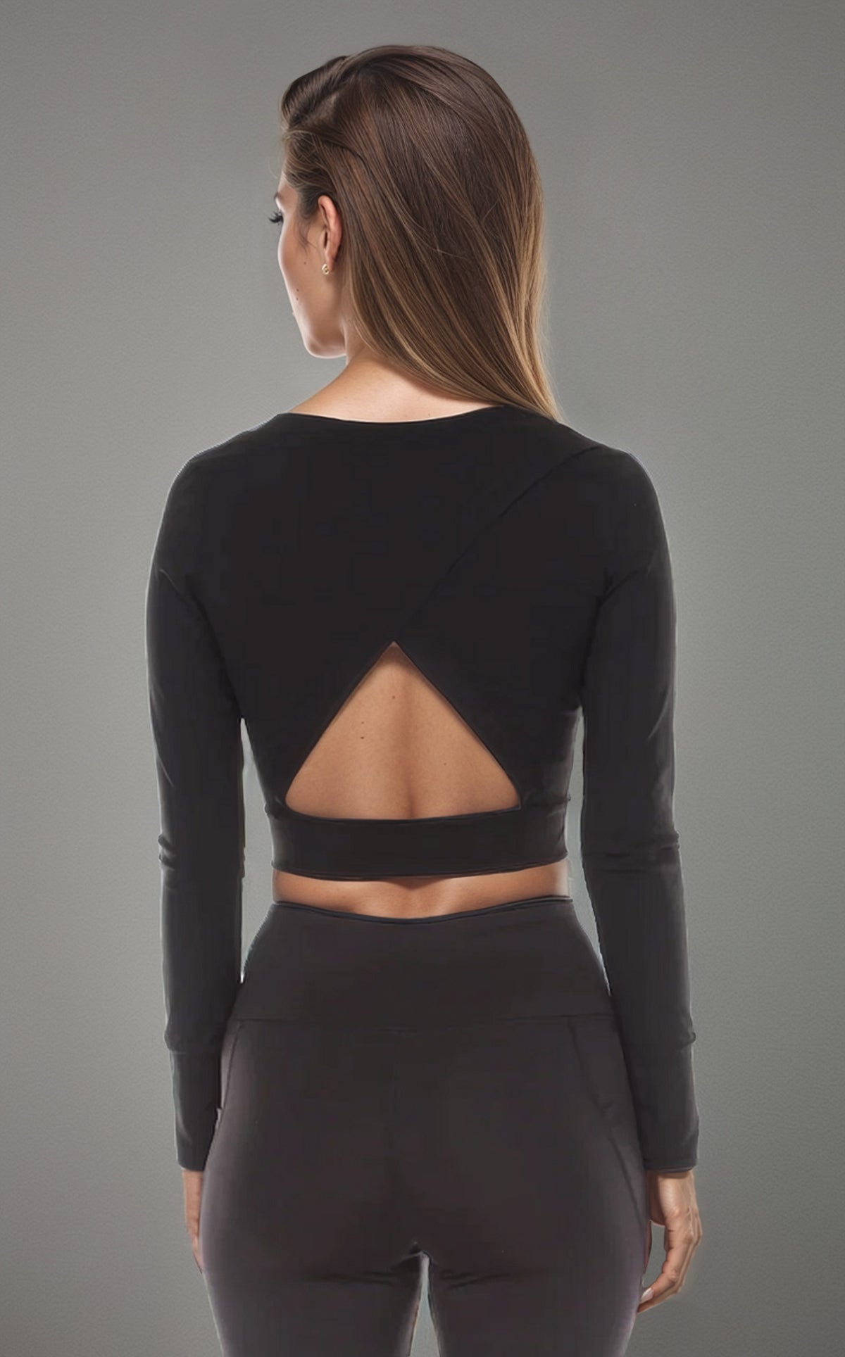 EdgeFlex Black Triangle Cut-Out Crop Top, Clothing, House of Caelo Athleisure Wear, Yoga Wear & Leggings, House of Caelo Athleisure Wear, Yoga Wear & Leggings