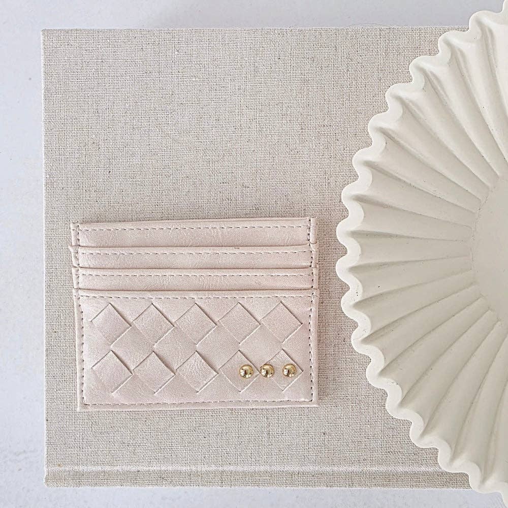 Mariah woven card holder in cream