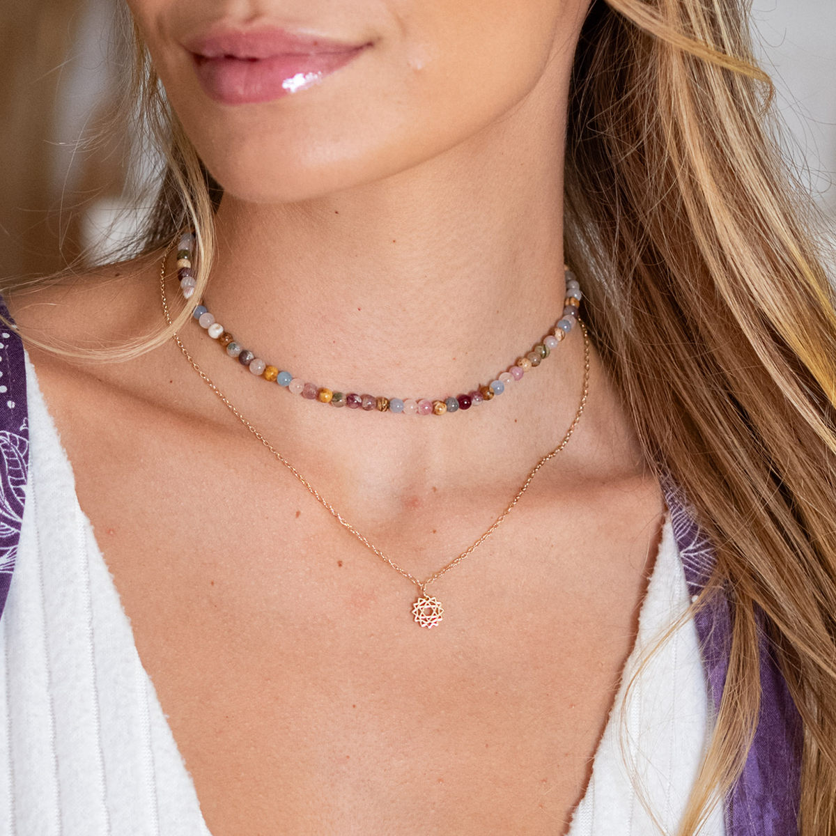 Peace + Happiness 4 mm Healing Necklace | Fitkitty Culture®