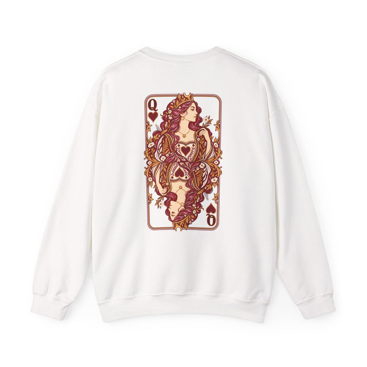 Queen of Hearts Sweatshirt | Celestial Playing Card Back Print Crewneck