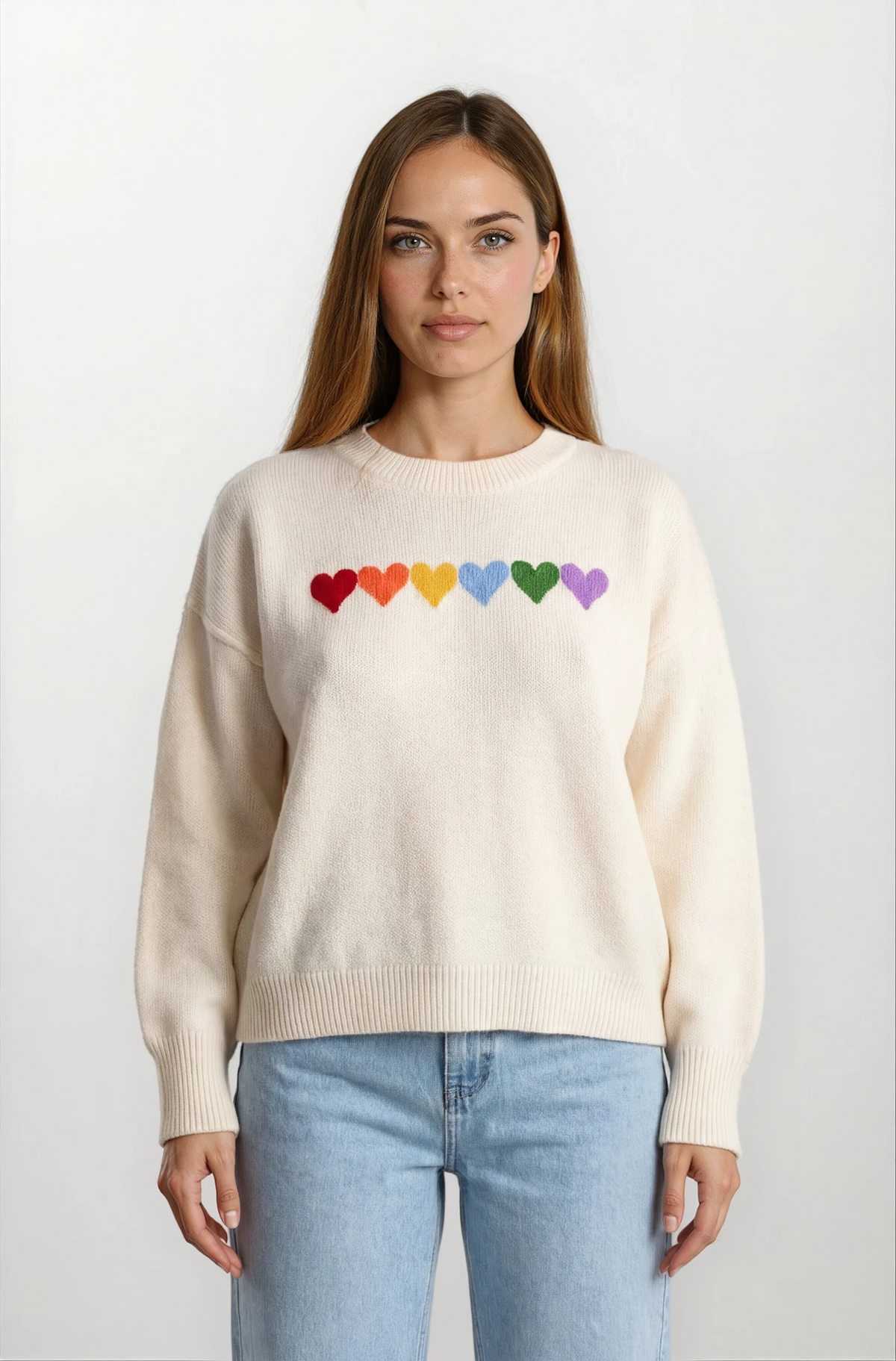 Rainbow Heart Shaped Patch Sweater - House of Caelo Athleisure Wear, Yoga Wear & Women's Clothing