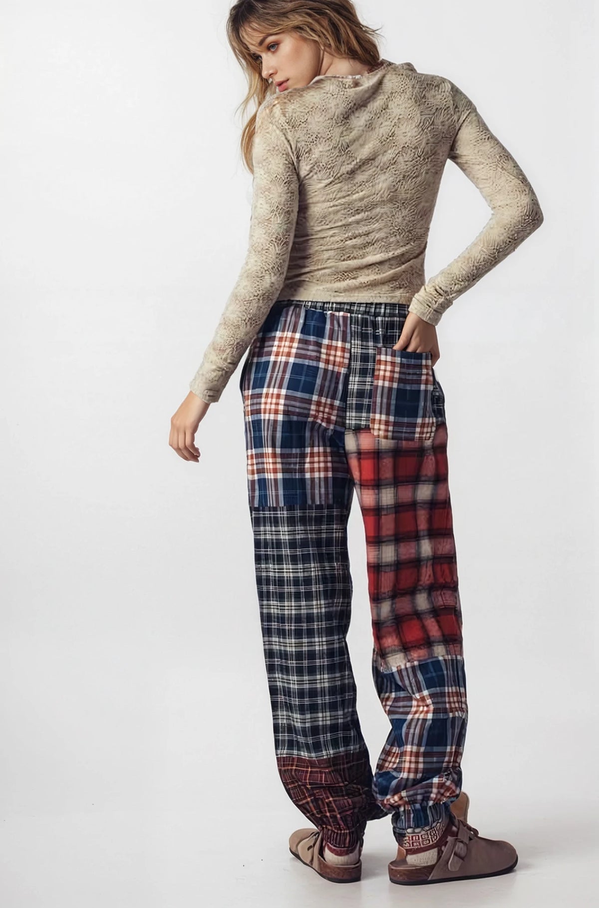 Mixed Plaid Patchwork Boho Jogger Pants - House of Caelo Athleisure Wear, Yoga Wear & Women's Clothing