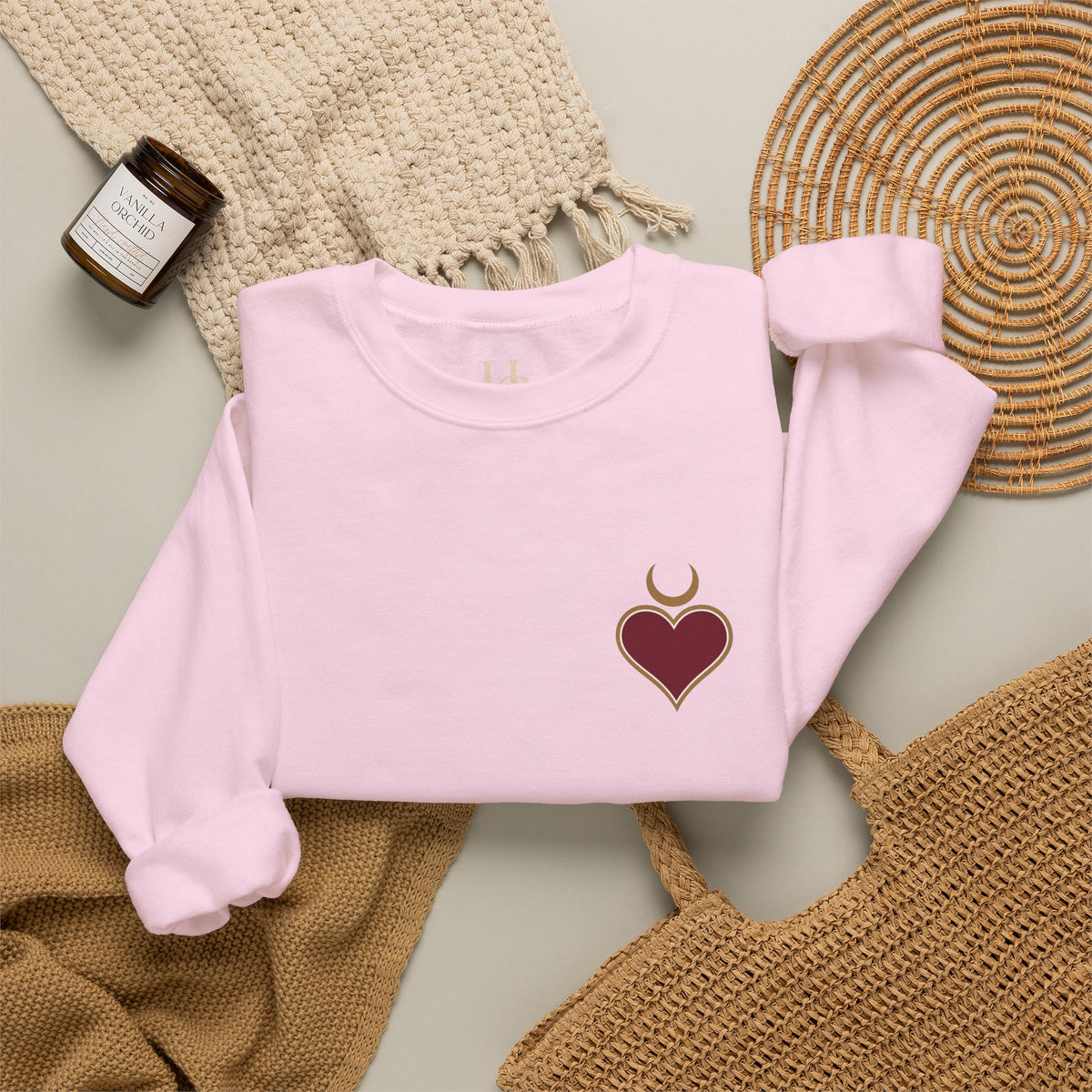 Queen of Hearts Sweatshirt | Celestial Playing Card Back Print Crewneck