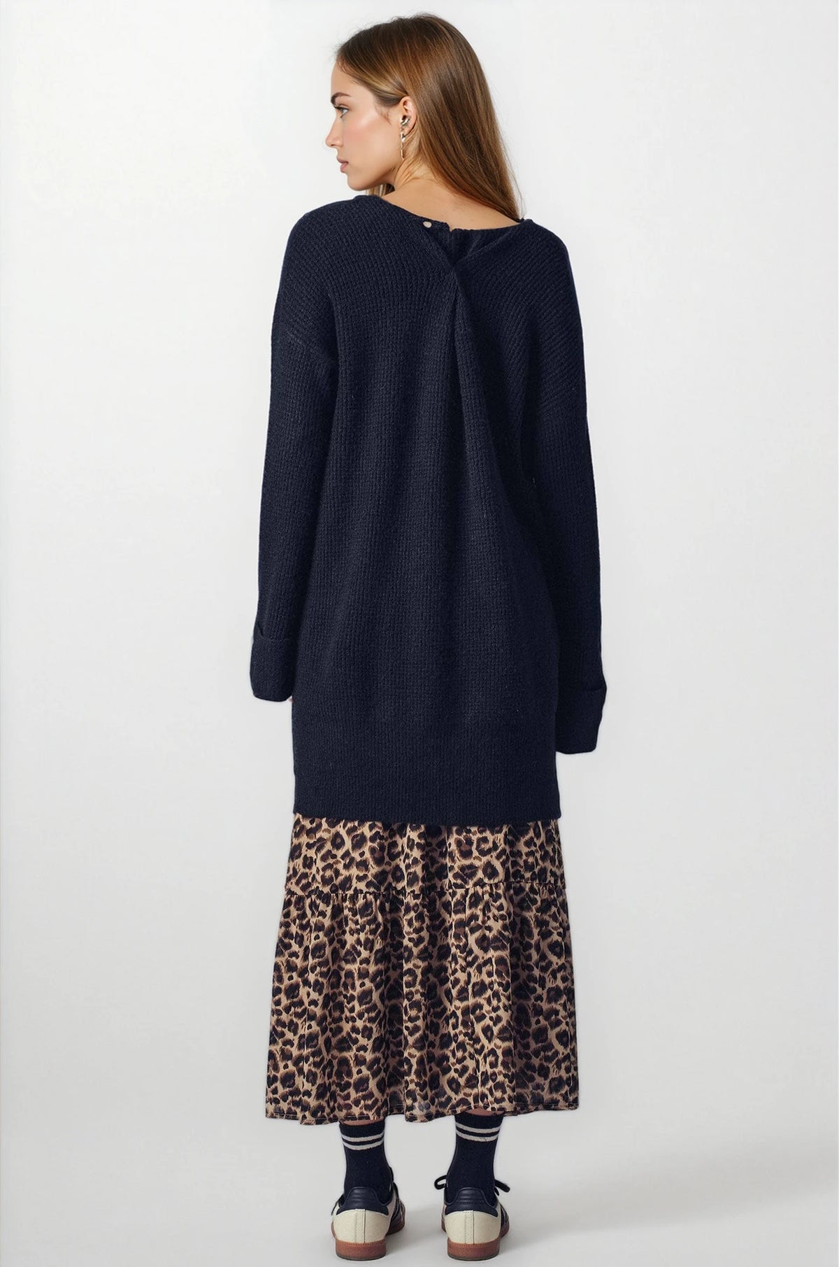 Oversized Knit V-Neck Sweater Tunic Top - Fitkitty Culture Athleisure Wear, Yoga Wear & Women's Clothing