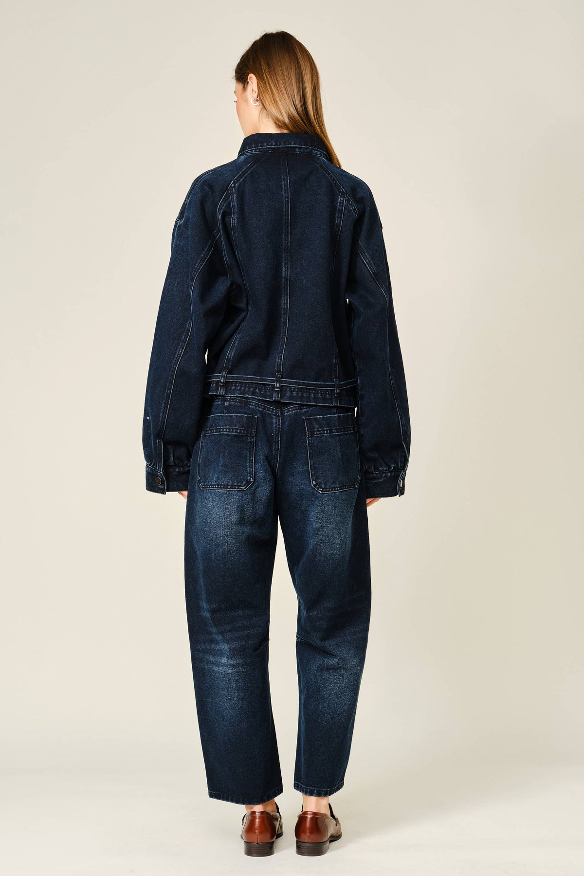 Dark Wash Utility Barrel Jeans