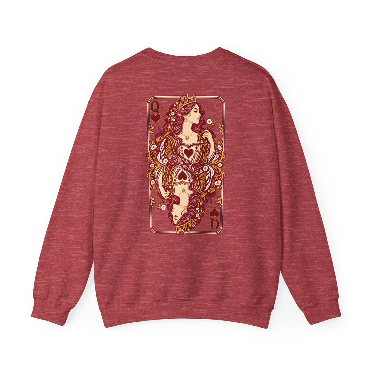 Queen of Hearts Sweatshirt | Celestial Playing Card Back Print Crewneck