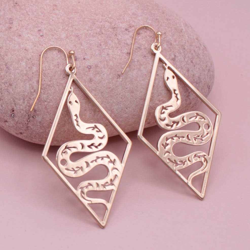 Snake Charmer Gold Serpent Earrings - House of Caelo Athleisure Wear, Yoga Wear & Women's Clothing