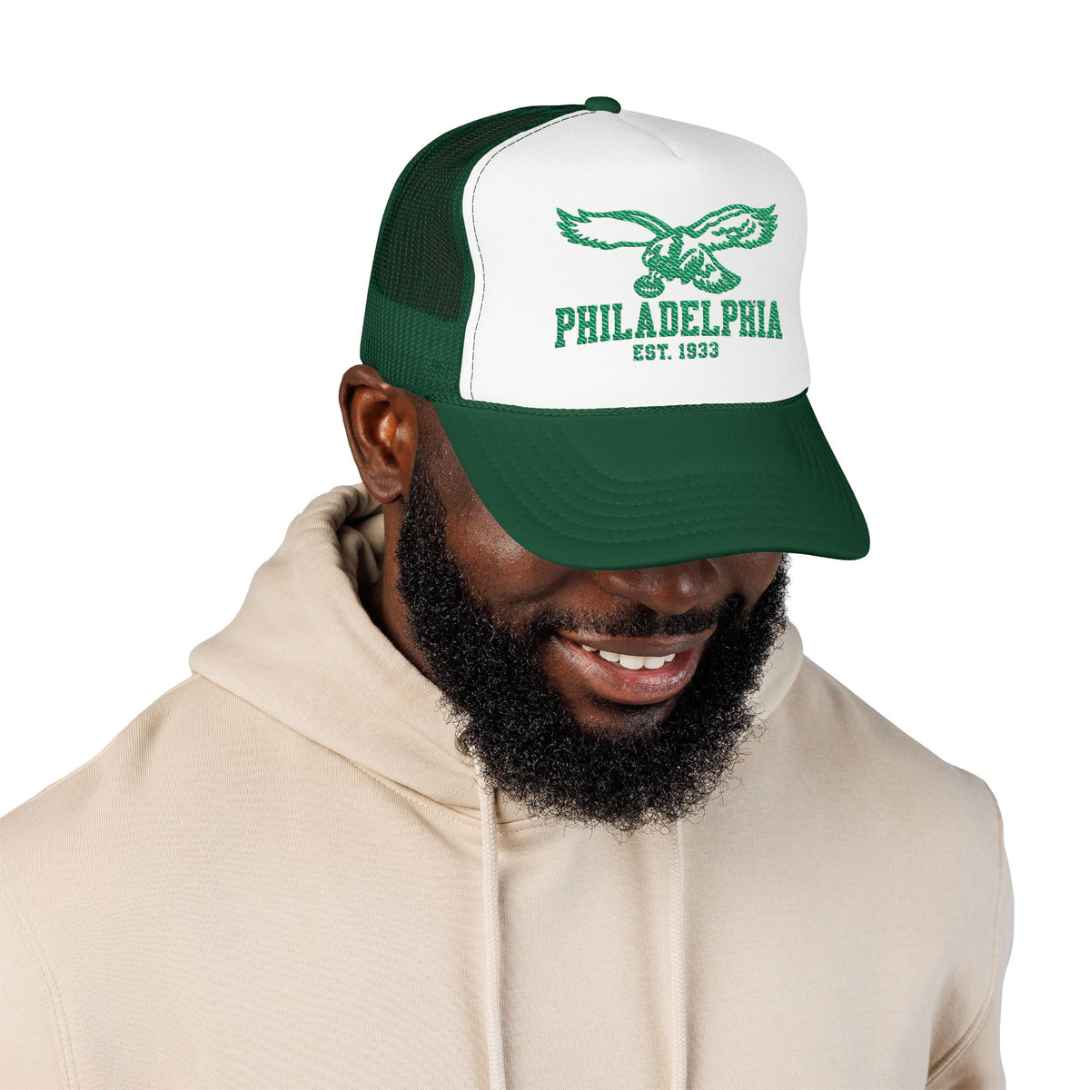 Philadelphia Eagle Trucker Hat - Vintage Green Foam Cap (Est. 1933)