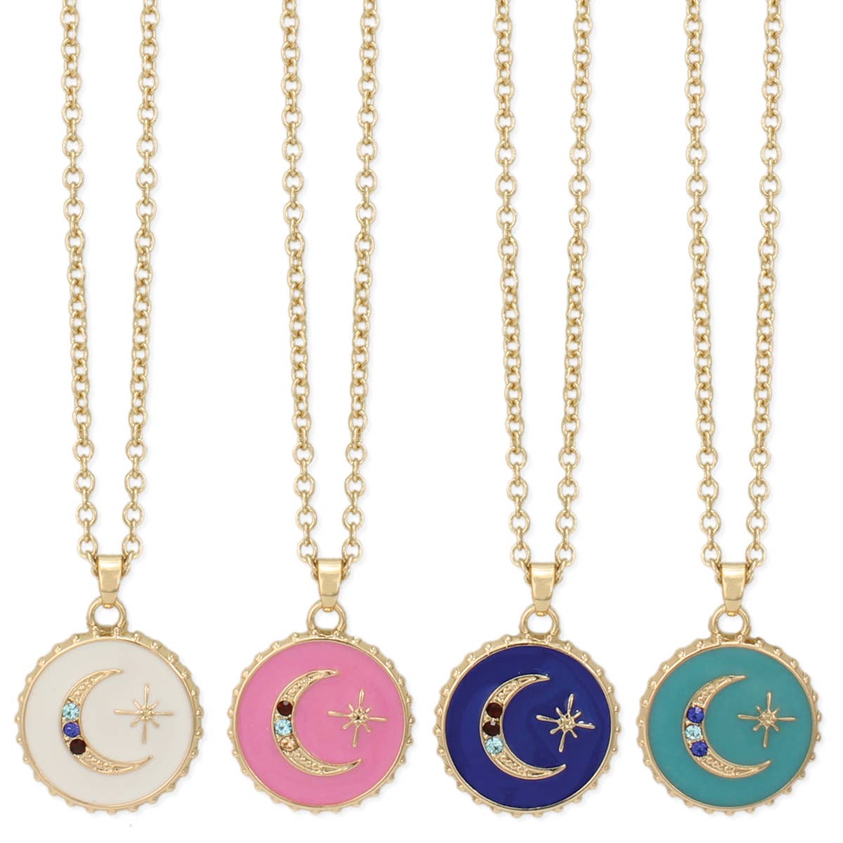 Sparkling Moon Enamel Charm Necklace product view