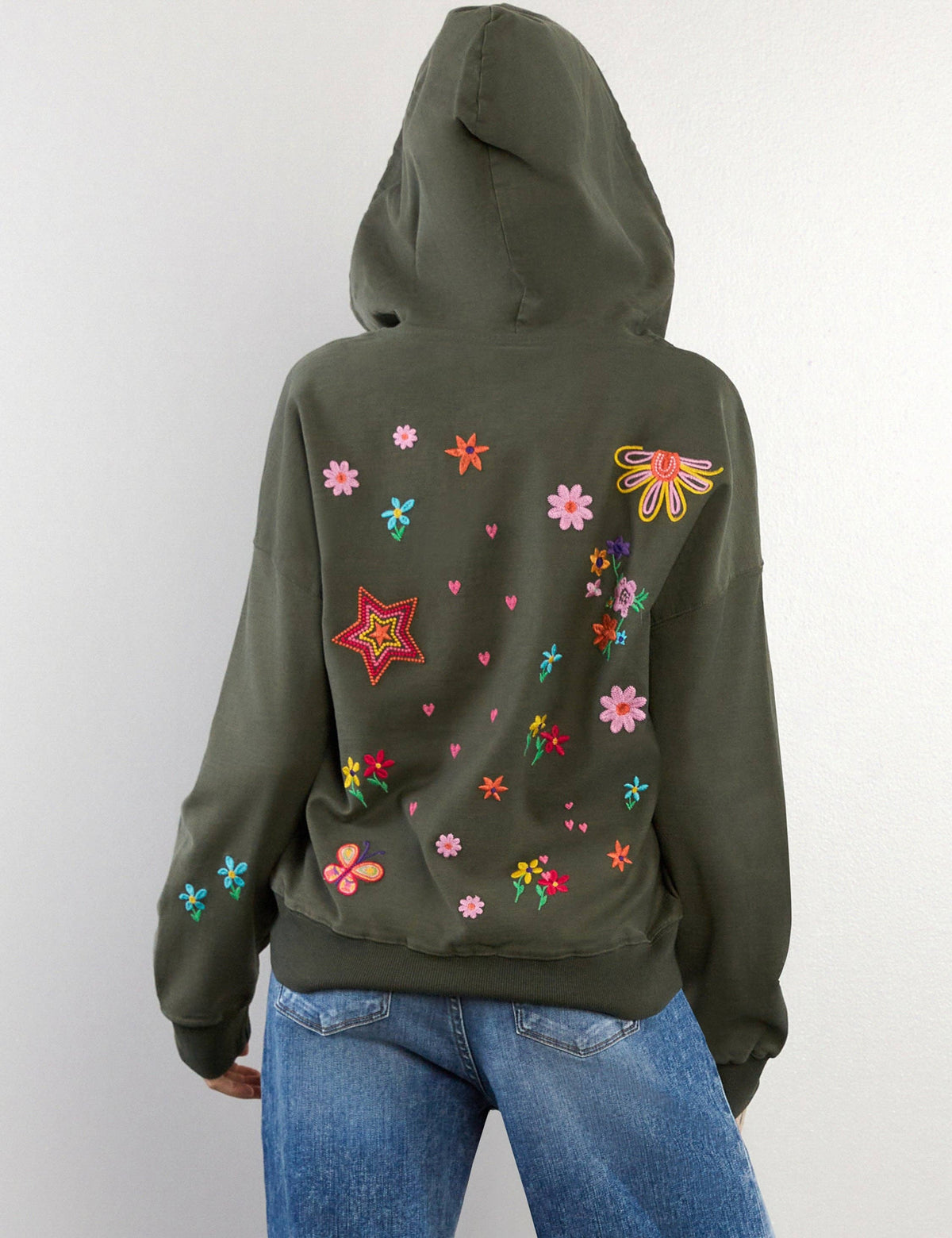 Sketchbook Embroidered Zip Hoodie Olive — alternate product view 5