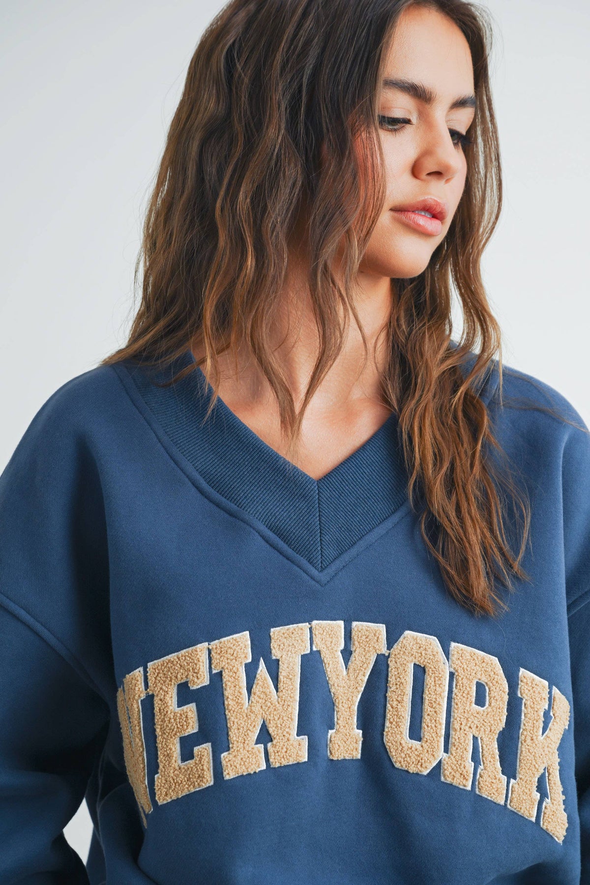 New York V-Neck Sweatshirt - House of Caelo Athleisure Wear, Yoga Wear & Women's Clothing