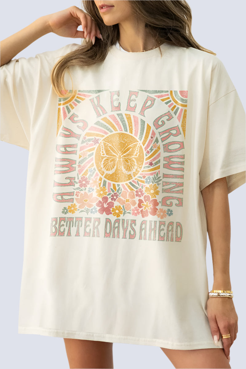 Always Keep Growing Tee -Ivory, Clothing, House of Caelo Athleisure Wear, Yoga Wear & Leggings, House of Caelo Athleisure Wear, Yoga Wear & Women's Clothing