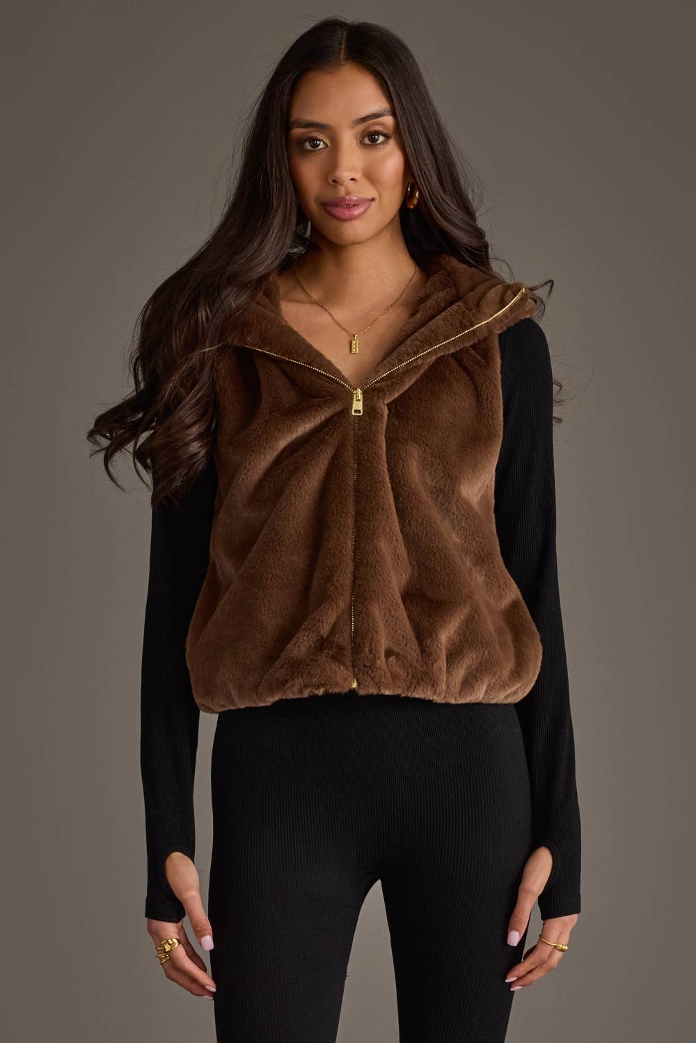 Brown Faux Fur Vest - Fitkitty Culture Athleisure Wear, Yoga Wear & Women's Clothing