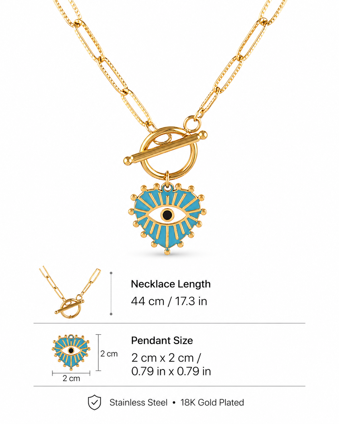 Azure Guardian Evil Eye Toggle Necklace (Copy) - Fitkitty Culture Athleisure Wear, Yoga Wear & Women's Clothing