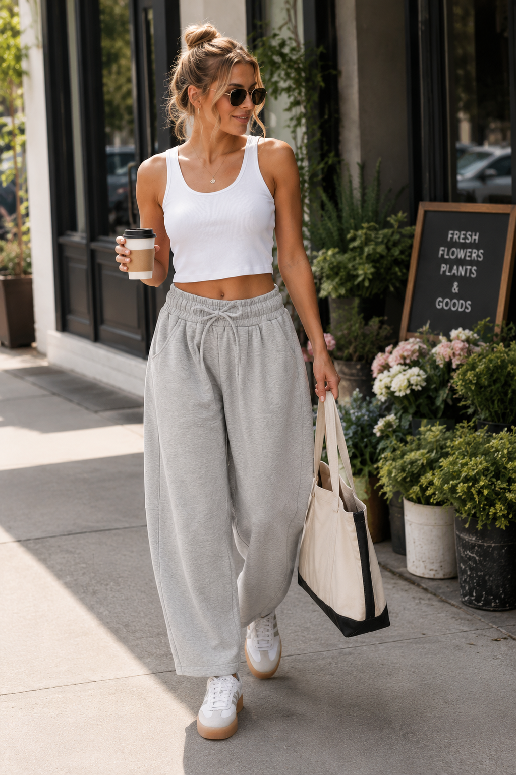 CloudSoft™ Barrel-Leg Sweatpants — styled lifestyle view
