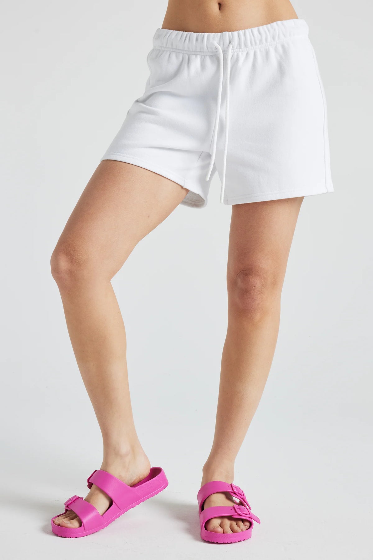 Brushed cotton fleece lounge shorts with relaxed mid-rise fit