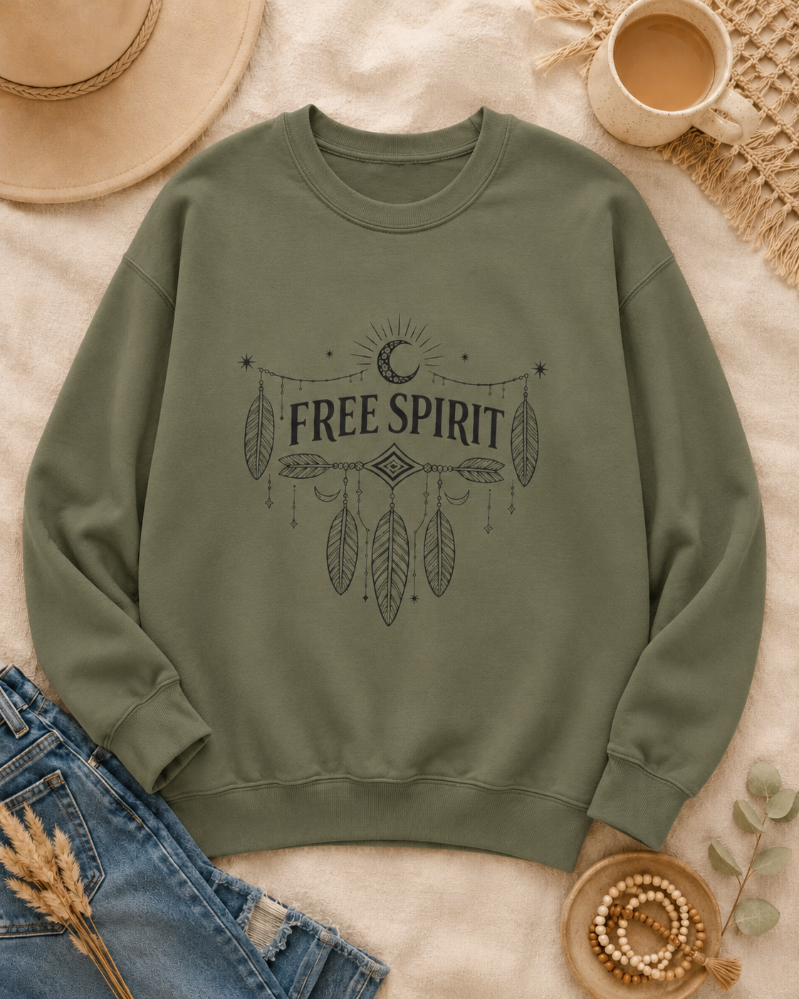 Free Spirit Dreamcatcher Crewneck Sweatshirt — alternate product view 10