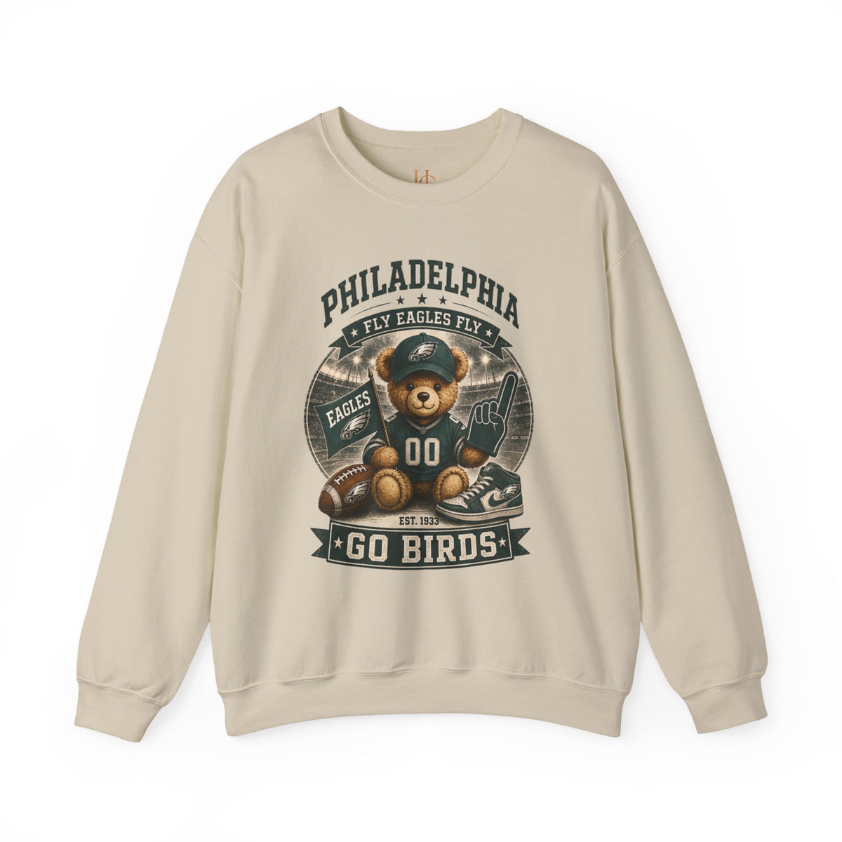 Go Birds Bear Crewneck Sweatshirt, view 2 | Fitkitty Culture®