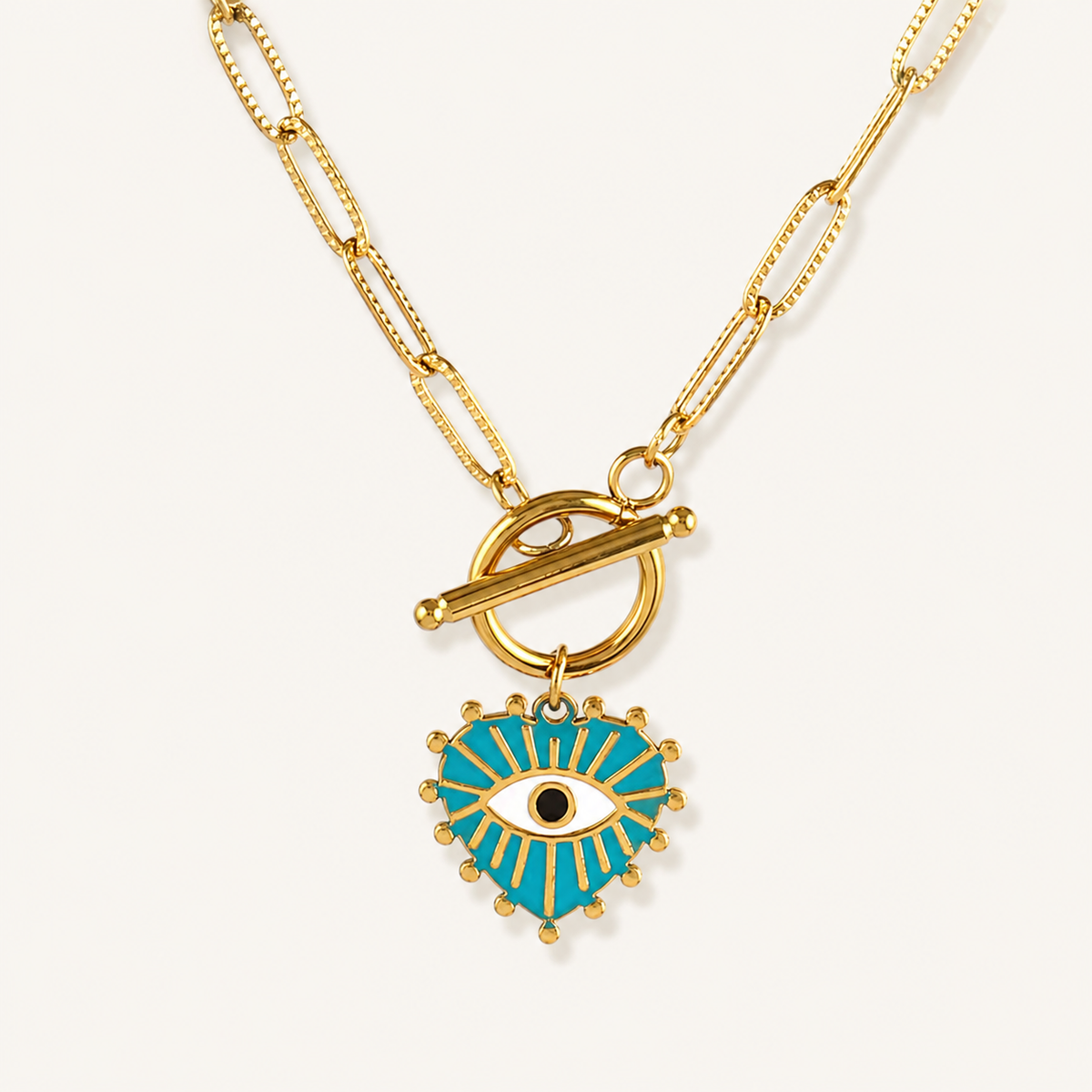 Azure Guardian Evil Eye Toggle Necklace - Fitkitty Culture Athleisure Wear, Yoga Wear & Women's Clothing