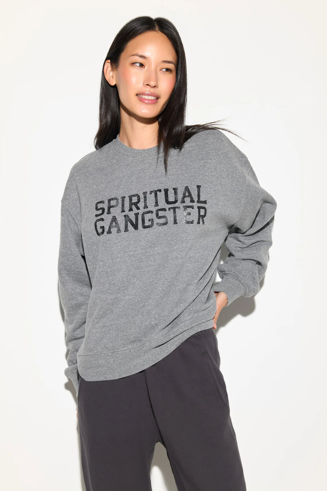 Tri-blend varsity raglan pullover with Spiritual Gangster logo