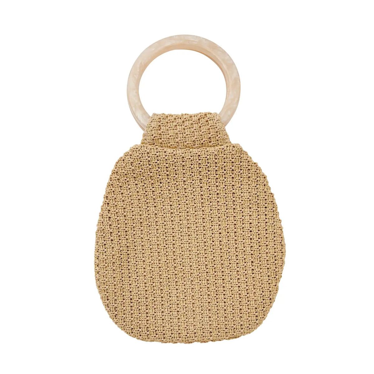 Natural raffia Katie clutch with built-in bracelet handle